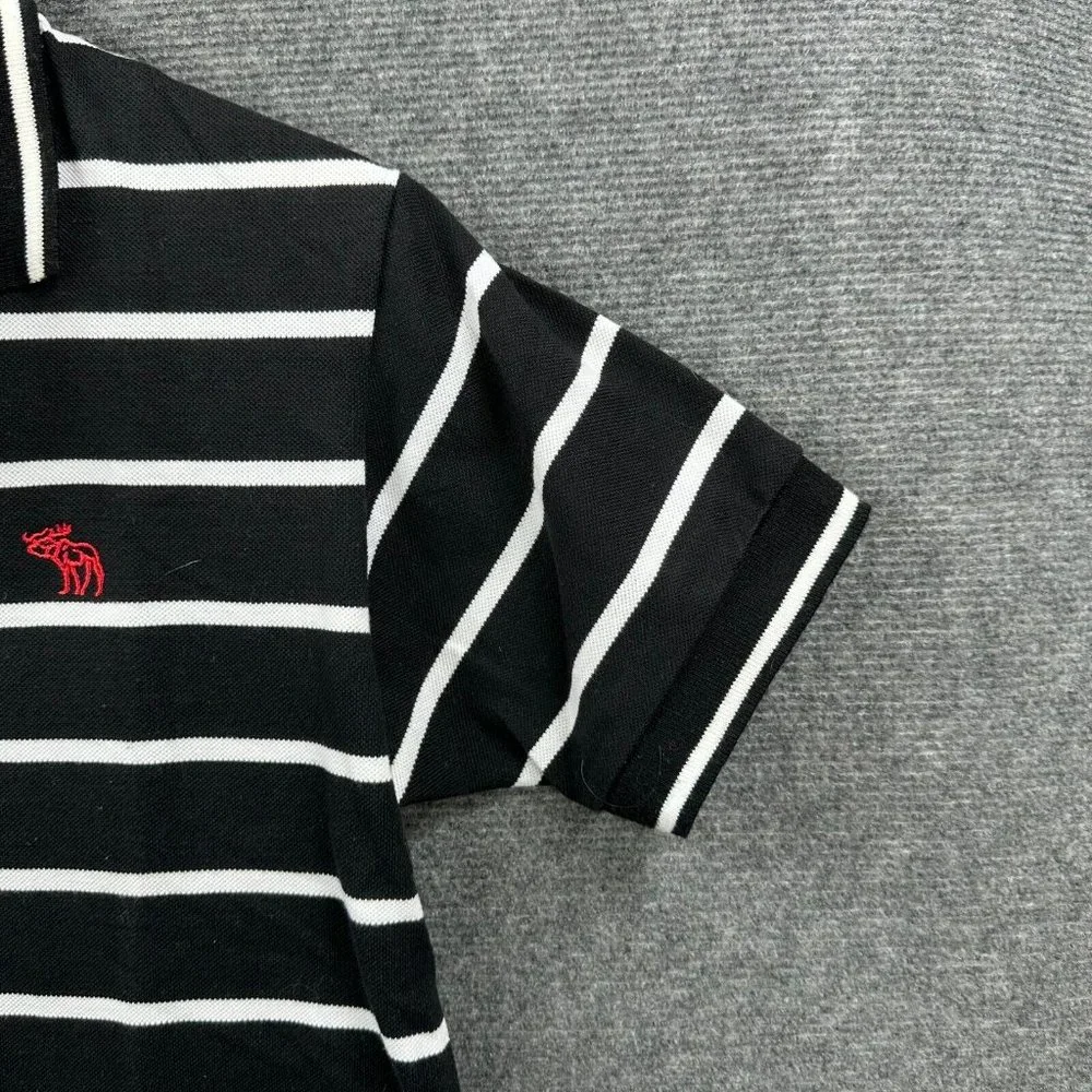 Abercrombie & Fitch Shirt Mens Medium Black White Striped Casual Polo Designer - Picture 4 of 14